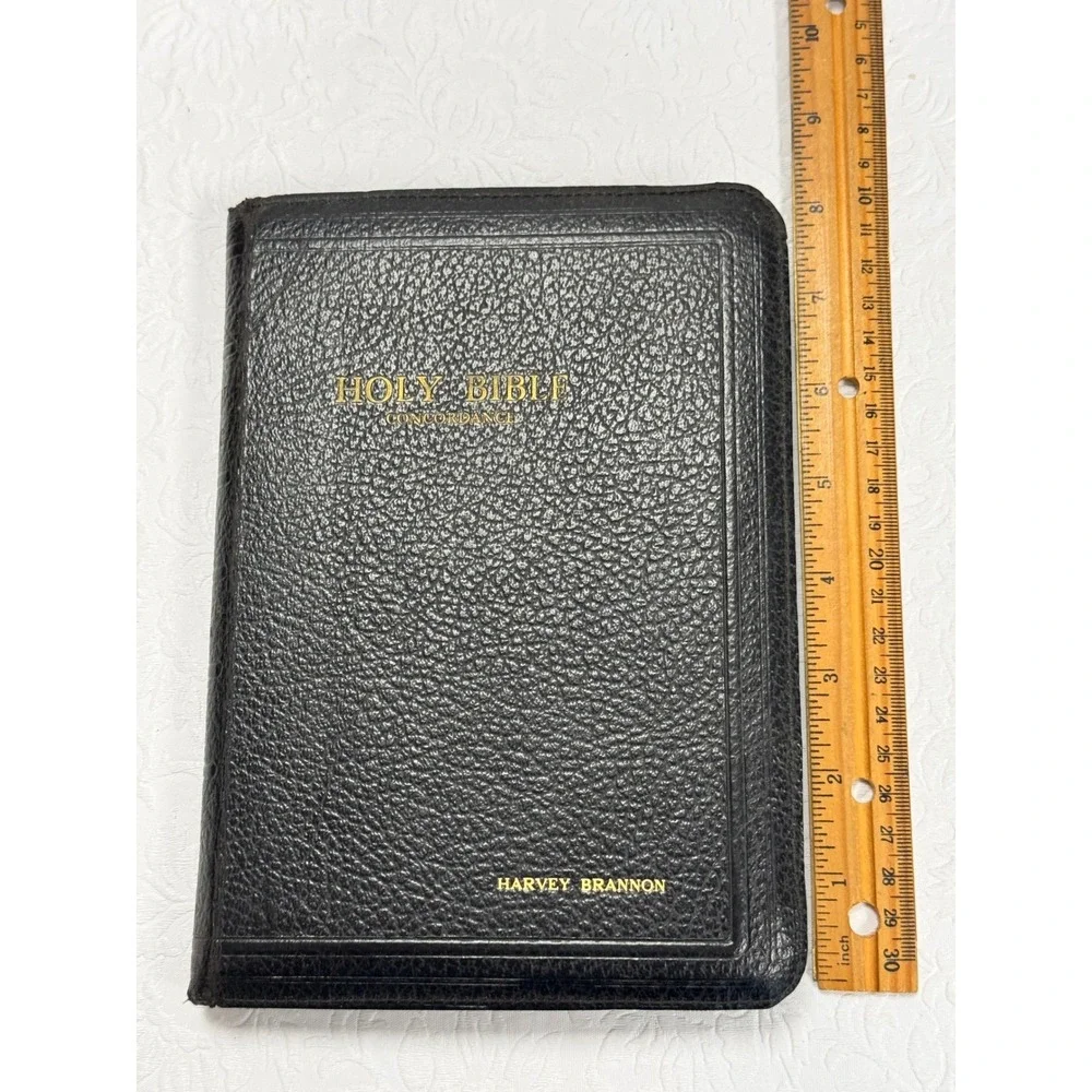 Vintage Holy Bible KJV Red Letter Concordance zipper‎ cover black